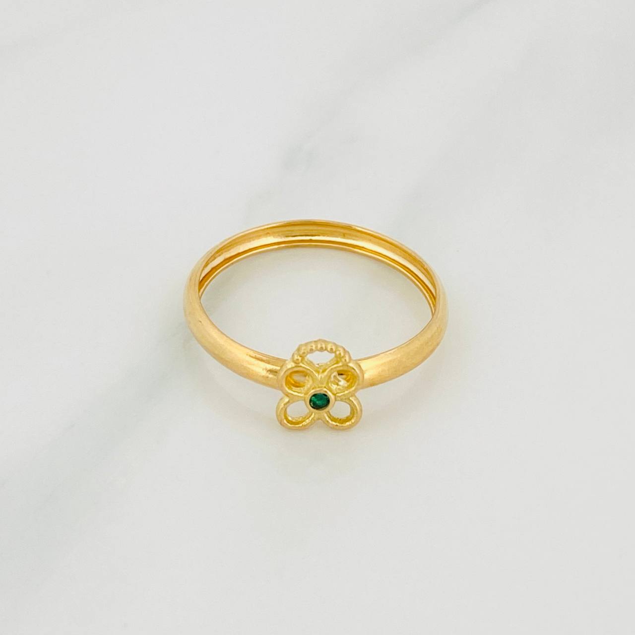 Anillo Flor Bordeada 1g / T7 1/4 Oro Amarillo 18K