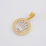 Dije Circulo Corona 1.55g / 2.2cm Dos Oros Amarillo Blanco 18K