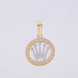 Dije Circulo Corona 1.55g / 2.2cm Dos Oros Amarillo Blanco 18K