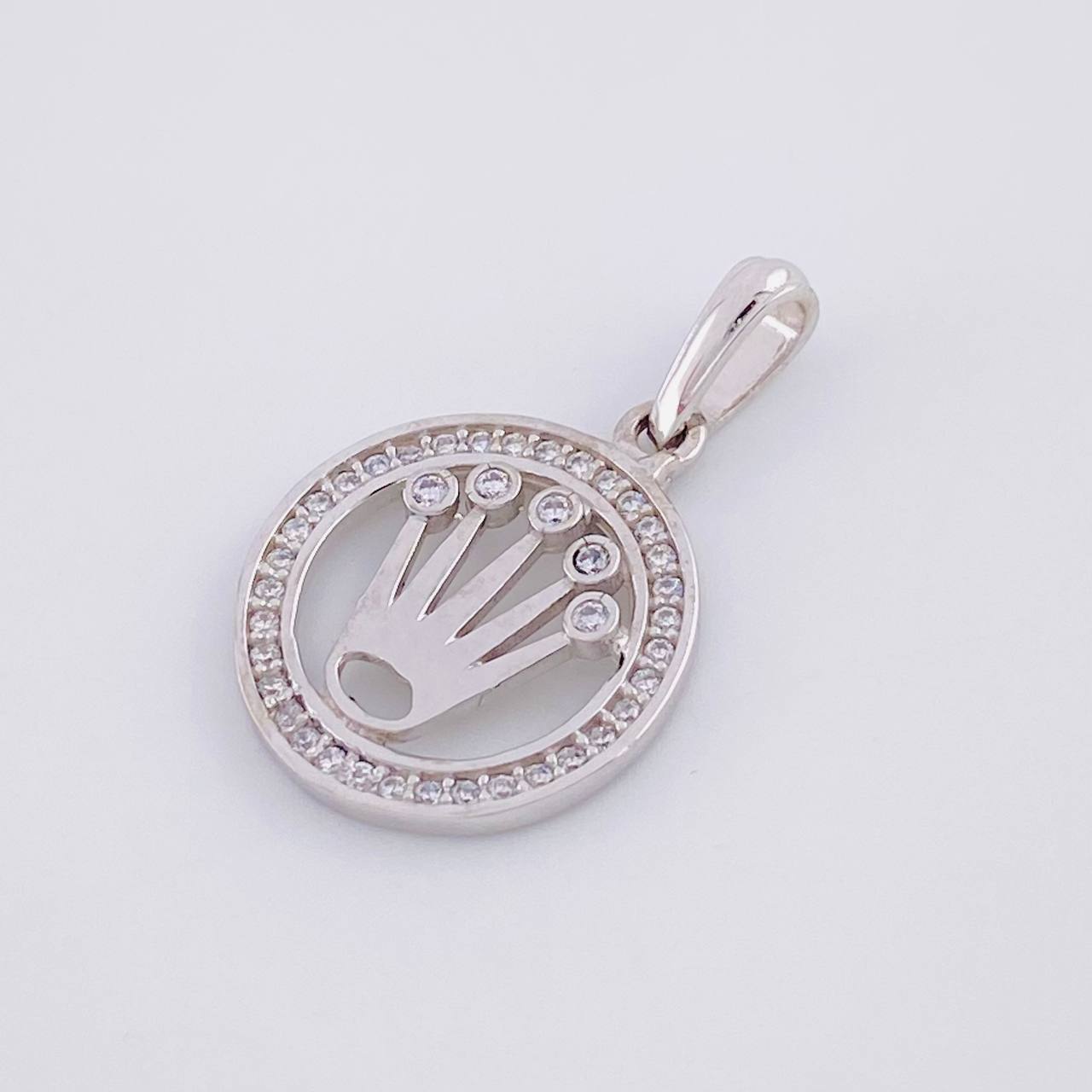 Dije Circulo Corona 2.1g / 2.4cm Oro Blanco 18K