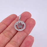 Dije Circulo Corona 2.1g / 2.4cm Oro Blanco 18K