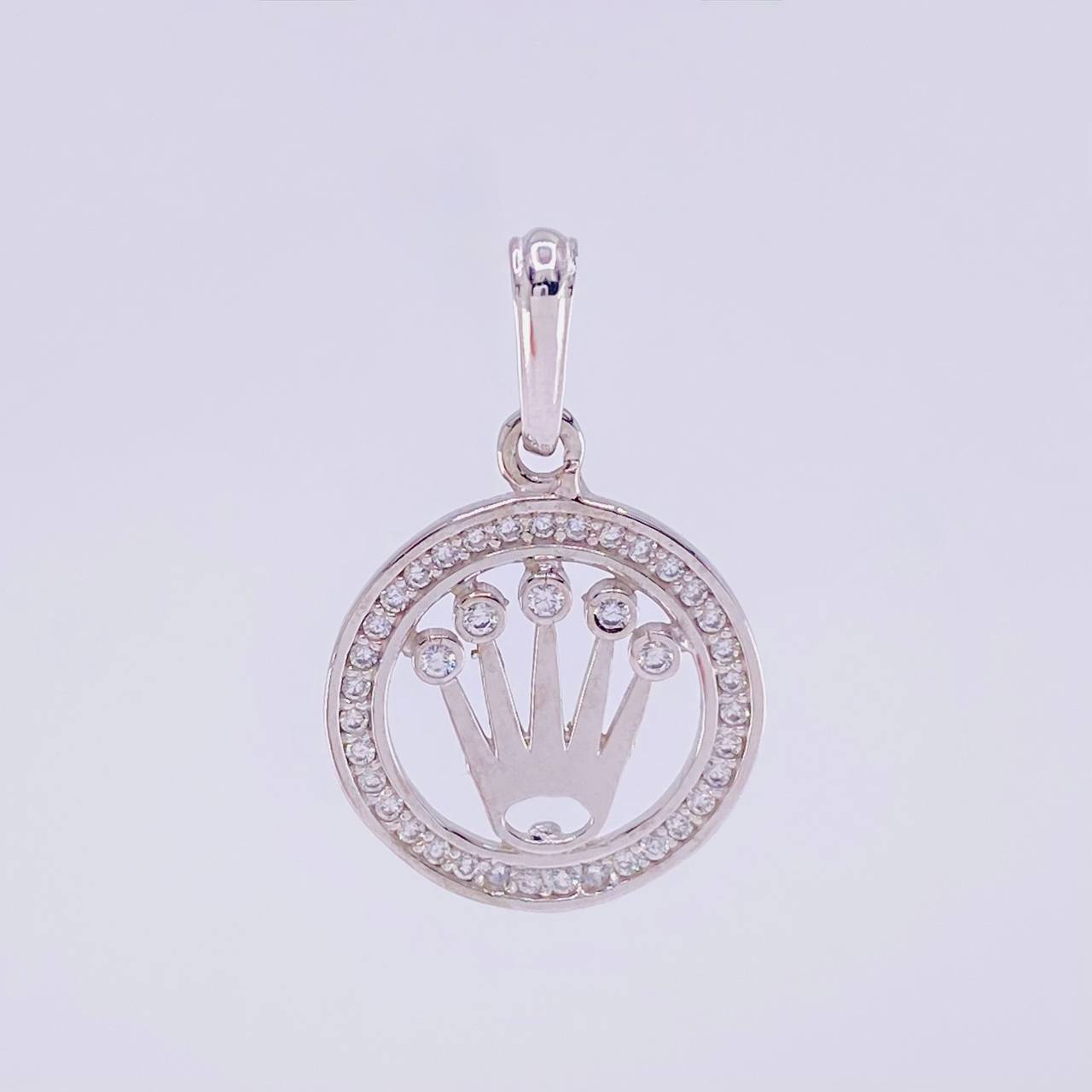 Dije Circulo Corona 2.1g / 2.4cm Oro Blanco 18K
