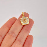 Dije Cuadro Circulo Corona 2.8g / 2.2cm Tres Oros 18K