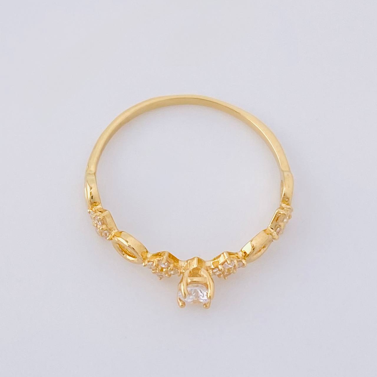 Anillo Solitario Rombos Intercalados 1.1g / T7 1/4 Oro Amarillo 18K