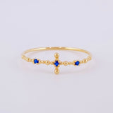 Anillo Cruz de Esferas 0.7g / T7 1/4 Oro Amarillo 18K