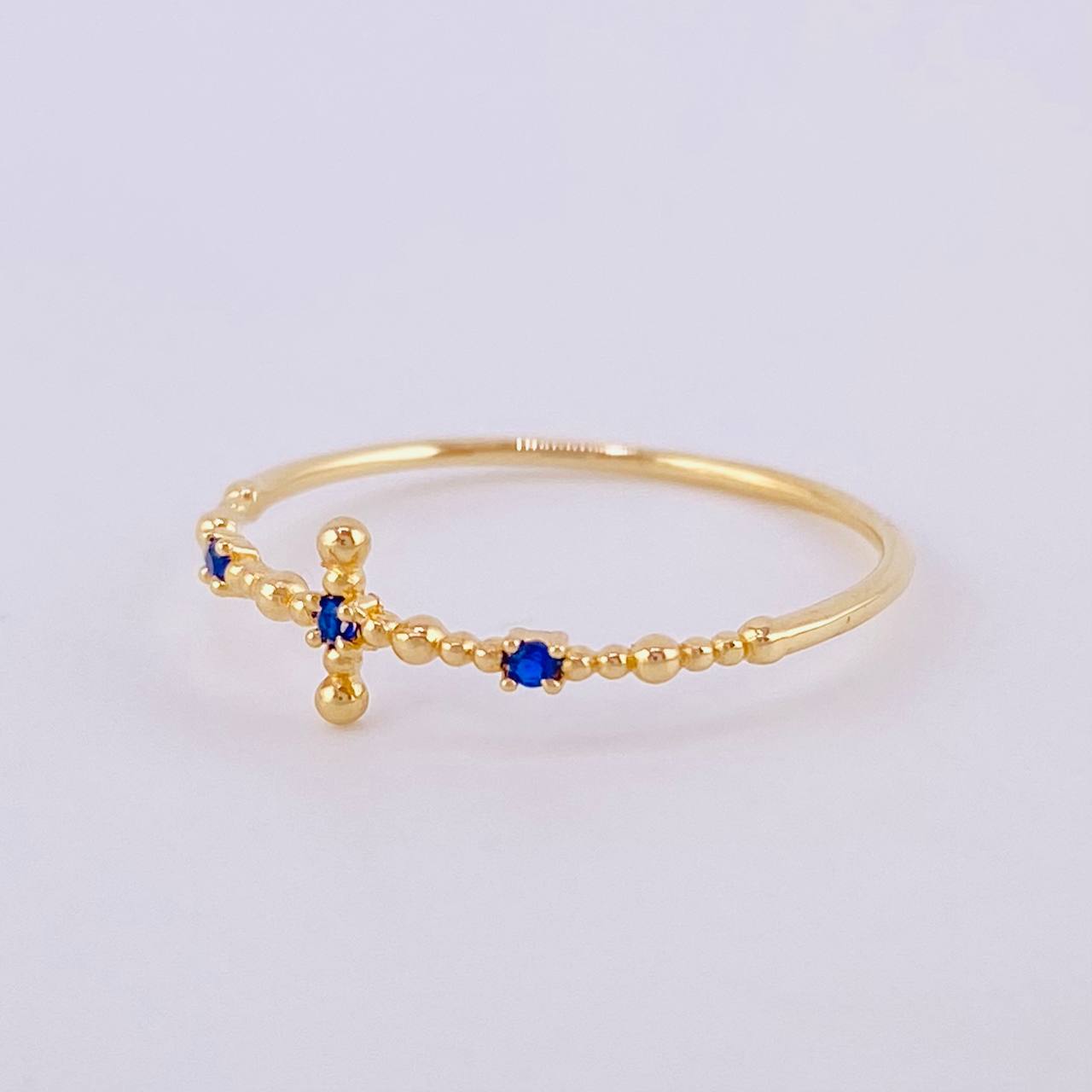 Anillo Cruz de Esferas 0.7g / T7 1/4 Oro Amarillo 18K