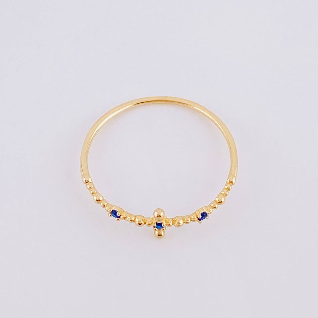 Anillo Cruz de Esferas 0.7g / T7 1/4 Oro Amarillo 18K