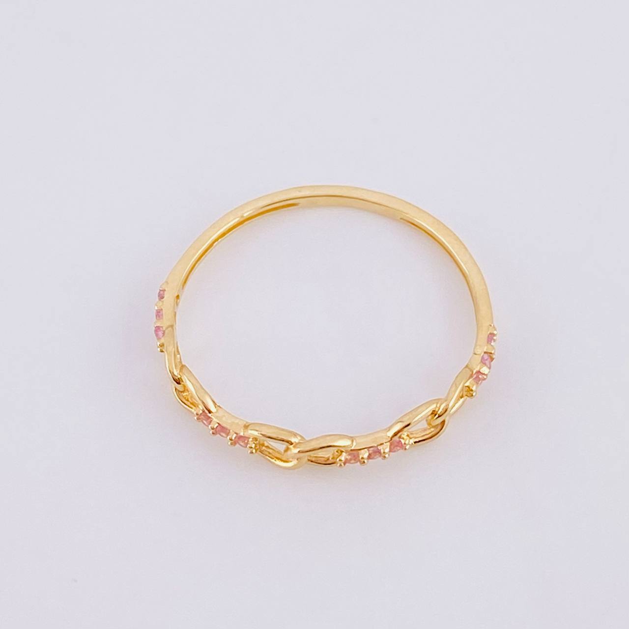 Anillo Eslabones Intercalados 0.95g / T6 Oro Amarillo 18K
