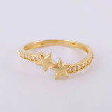 Anillo Doble Estrella 1.55g / T5 Oro Amarillo 18K