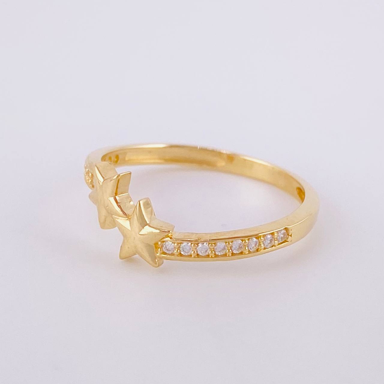 Anillo Doble Estrella 1.55g / T5 Oro Amarillo 18K