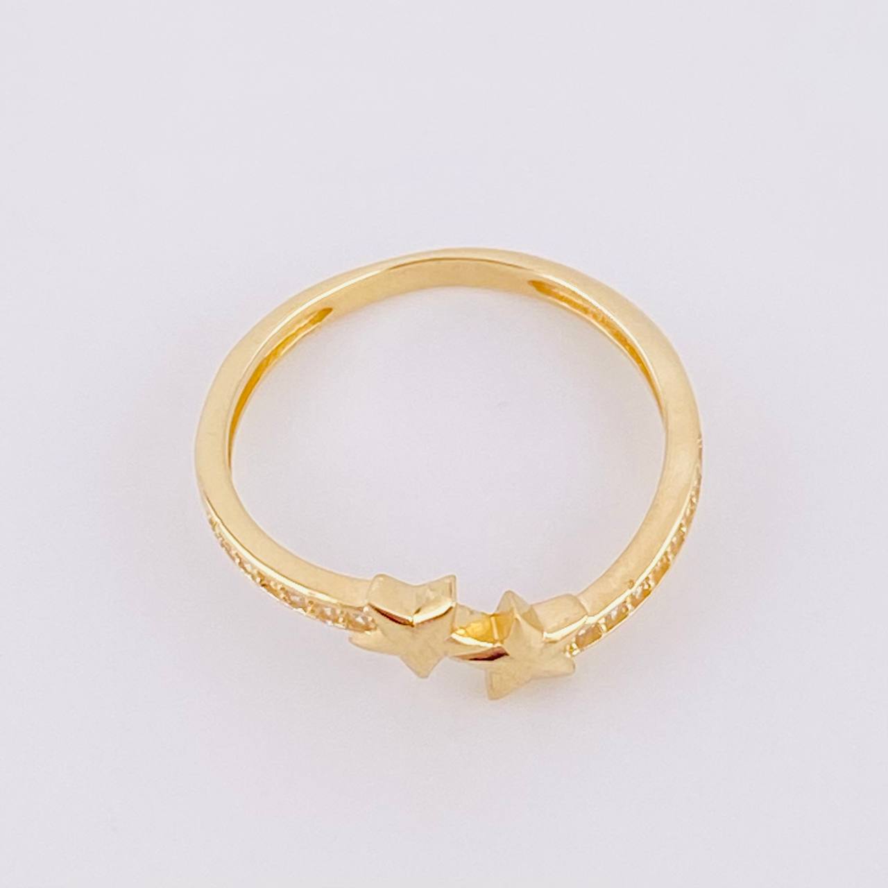 Anillo Doble Estrella 1.8g / T7 1/4 Oro Amarillo 18K