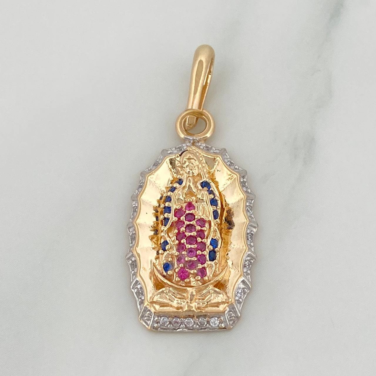 Dije Virgen De Guadalupe 4.25 g / 3.3 cm Dos Oros Amarillo Blanco 18K