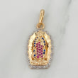 Dije Virgen De Guadalupe 4.25 g / 3.3 cm Dos Oros Amarillo Blanco 18K