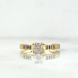 Anillo Solitario Cuatro Puntos 2.4gr / T7 / Circones Azules Blanco Oro Amarillo