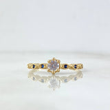 Anillo Solitario Ojos Punteados 1.8gr / T8 / Circones Azules Blanco Oro Amarillo