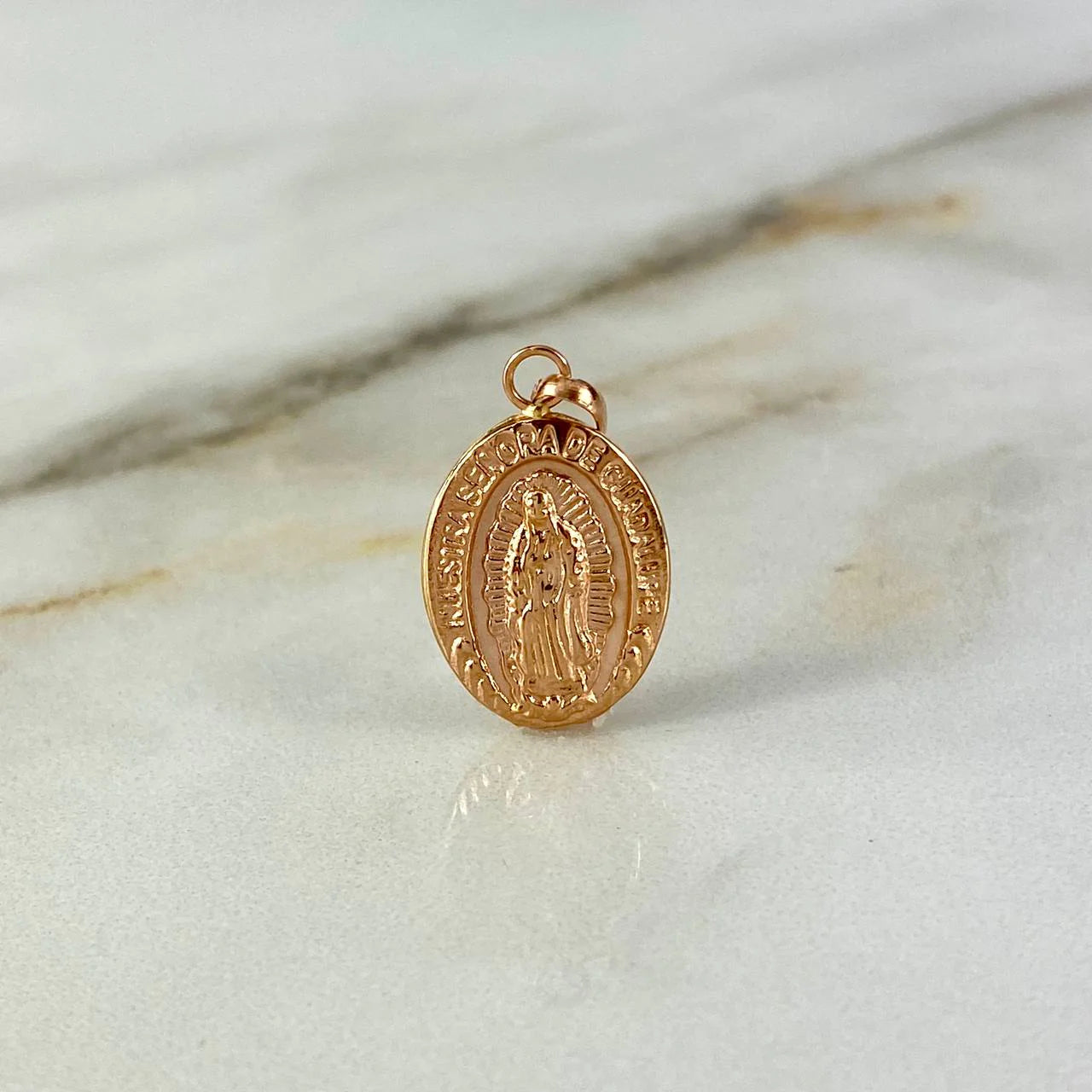 Dije Virgen de Guadalupe 0.4gr / 1.5cm / Troquelado Oro Rosa &