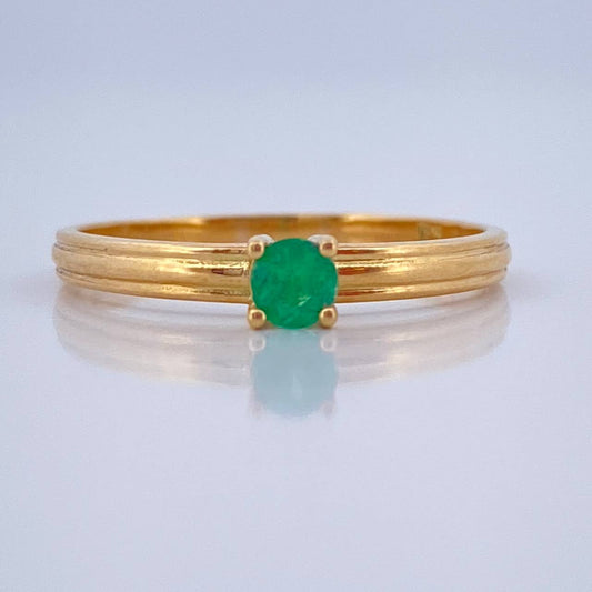 Anillo Solitario Esmeralda 12Pts 1.75gr / T7 1/2 / Oro Amarillo 18K %