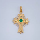 Dije Cruz Plana Esmeralda 13Pts 1.2gr / 2.5cm / Oro Amarillo 18K %