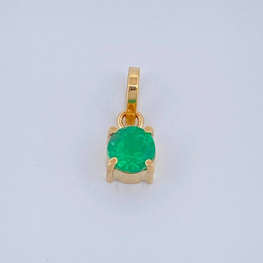 Dije Redondo Esmeralda 43Pts 0.45gr / 1.1cm / Oro Amarillo 18K %