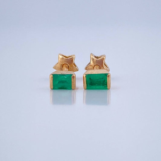 Topos Bisel Cuadrado Esmeraldas 10Pts 1.05gr / 4.35mm Oro Amarillo 18K %