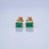 Topos Bisel Cuadrado Esmeraldas 10Pts 1.05gr / 4.35mm Oro Amarillo 18K %