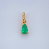 Dije Lagrima Esmeralda 60Pts 0.45gr / 1.2cm / Oro Amarillo 18K %