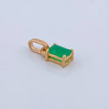 Dije Rectangular Esmeralda 60Pts 0.5gr / 1.1cm / Oro Amarillo 18K %
