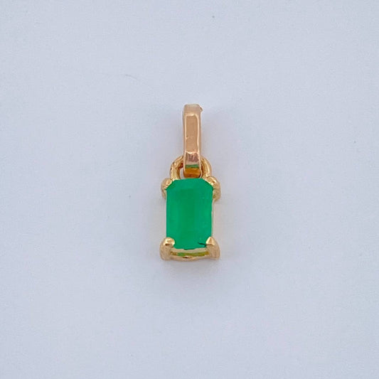 Dije Rectangular Esmeralda 60Pts 0.5gr / 1.1cm / Oro Amarillo 18K %