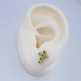 Topos Cruz Esmeraldas 25Pts 1.9gr / 11.6mm Oro Amarillo 18K %