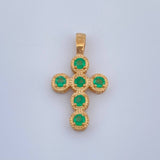 Dije Cruz Esferas Esmeraldas 20Pts 1.15gr / 2cm / Oro Amarillo 18K %
