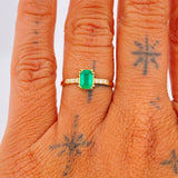 Anillo Churumbela Rectangulo Esmeralda 70Pts Diamantes 15Pts 1.75gr / T7 / Oro Amarillo 18K %