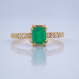 Anillo Churumbela Coraza Esmeralda 70Pts Diamantes 15Pts 1.8gr / T7 / Oro Amarillo 18K %