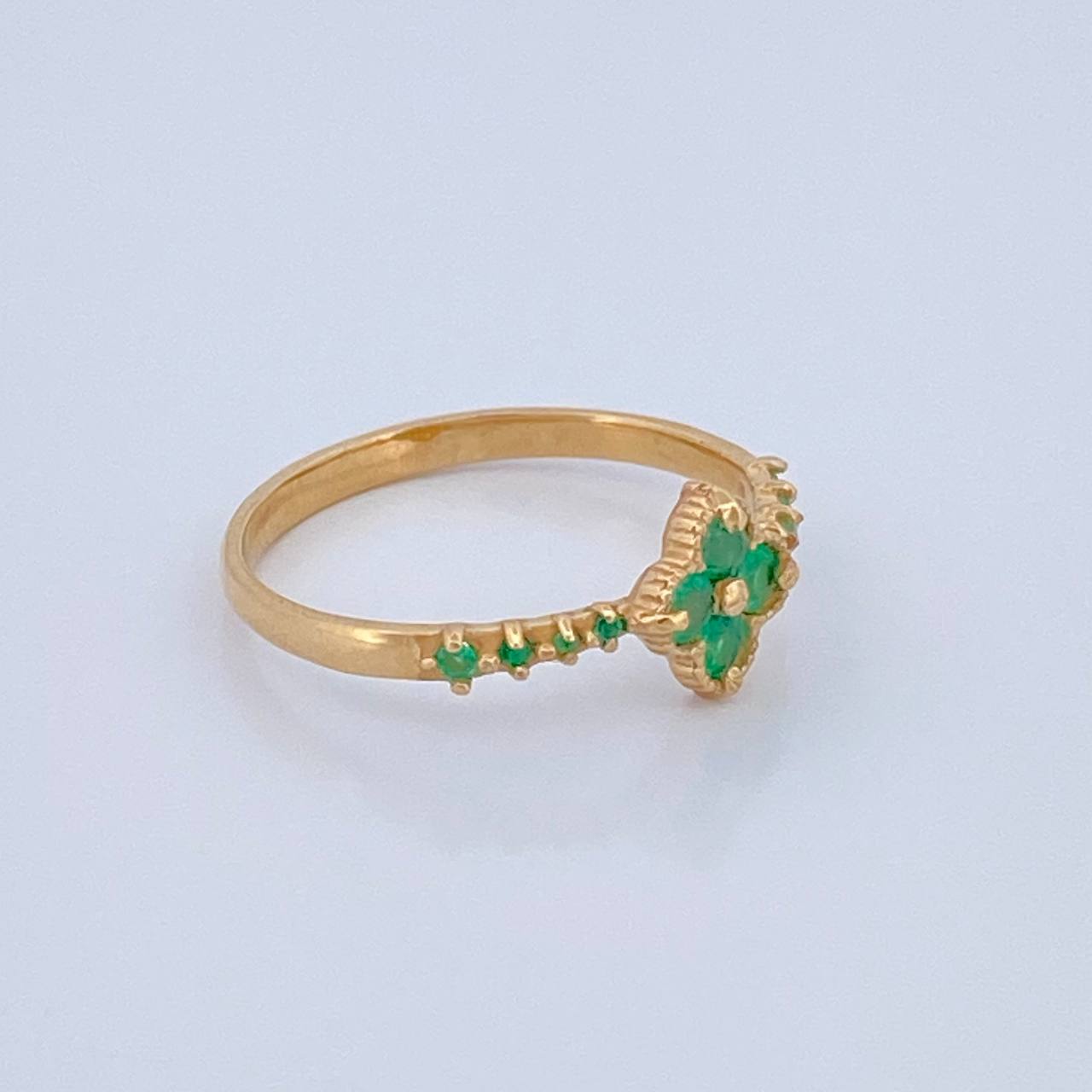 Anillo  Churumbela Trebol Esmeraldas 50Pts 1.85gr / T7 1/4 / Oro Amarillo 18K %
