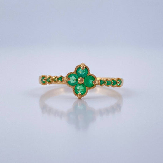 Anillo  Churumbela Trebol Esmeraldas 50Pts 1.85gr / T7 1/4 / Oro Amarillo 18K %