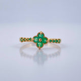 Anillo Churumbela Trebol Esmeraldas 50Pts 1.45gr / T5 3/4 / Oro Amarillo 18K %