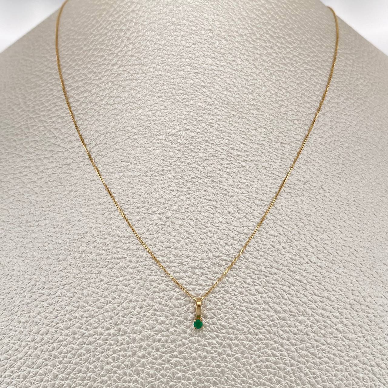 Set Veneciana + Halo Esmeralda 13pts 1.2gr / 49.8cm / 0.3mm Oro Amarillo 18K &