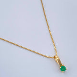 Set Veneciana + Halo Esmeralda 13pts 1.2gr / 49.8cm / 0.3mm Oro Amarillo 18K &