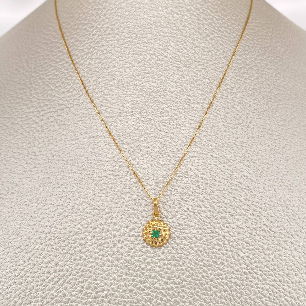 Set Veneciana + Girasol Esmeralda 07pts 1.55gr / 50cm / 0.3mm Oro Amarillo 18K &