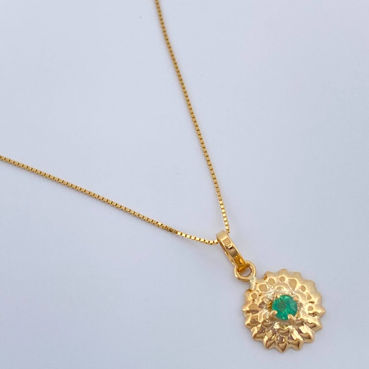 Set Veneciana + Girasol Esmeralda 07pts 1.55gr / 50cm / 0.3mm Oro Amarillo 18K &