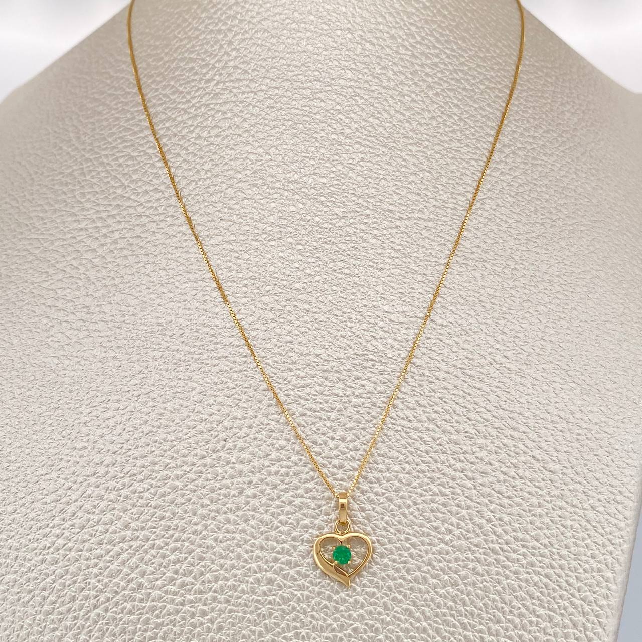 Set Veneciana + Corazon Esmeralda 07pts 1.7gr / 49.5cm / 0.3mm Oro Amarillo 18K &