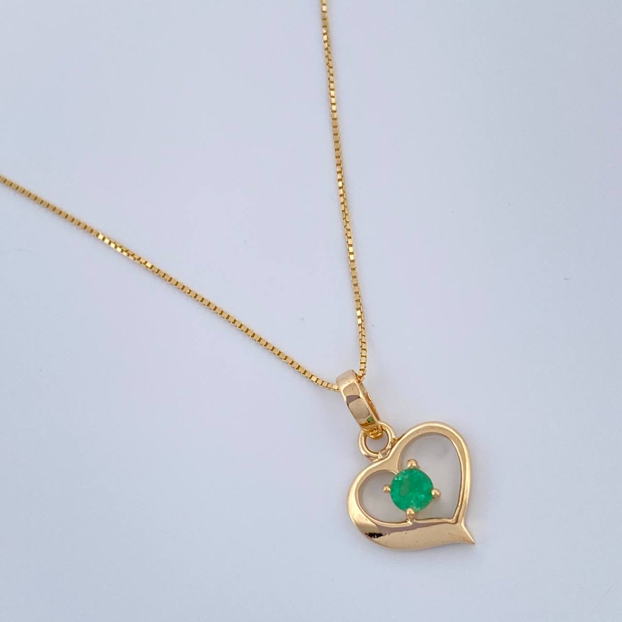 Set Veneciana + Corazon Esmeralda 07pts 1.7gr / 49.5cm / 0.3mm Oro Amarillo 18K &