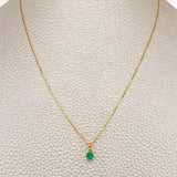 Set Veneciana + Halo Esmeralda 18pts 1.3gr / 50cm / 0.3mm Oro Amarillo 18K &