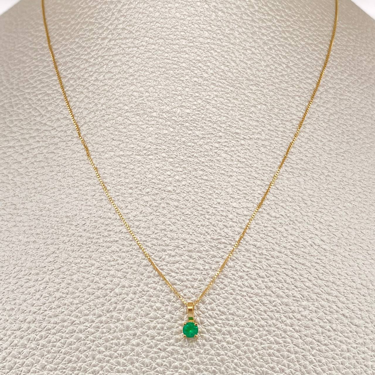 Set Veneciana + Halo Redondo Esmeralda 34pts 1.5gr / 50cm / 0.3mm Oro Amarillo 18K &