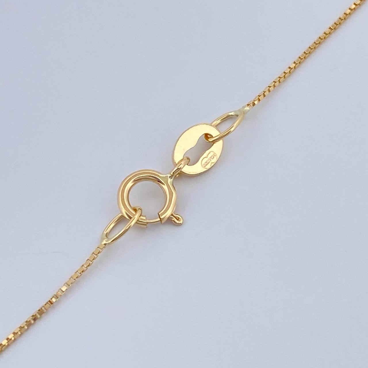 Set Veneciana + Halo Esmeralda 13pts 1.2gr / 49.8cm / 0.3mm Oro Amarillo 18K &