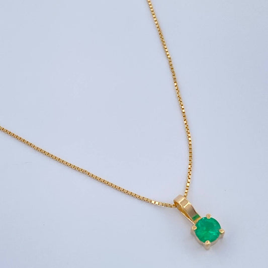 Set Veneciana + Halo Redondo Esmeralda 34pts 1.5gr / 50cm / 0.3mm Oro Amarillo 18K &