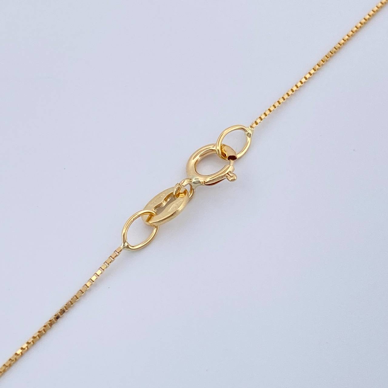 Set Veneciana + Halo Esmeralda 07pts 1.15gr / 50.3cm / 0.3mm Oro Amarillo 18K &