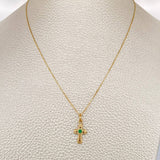 Set Veneciana + Cruz Plana Esmeralda 05pts 1.4gr / 50cm / 0.3mm Oro Amarillo 18K &