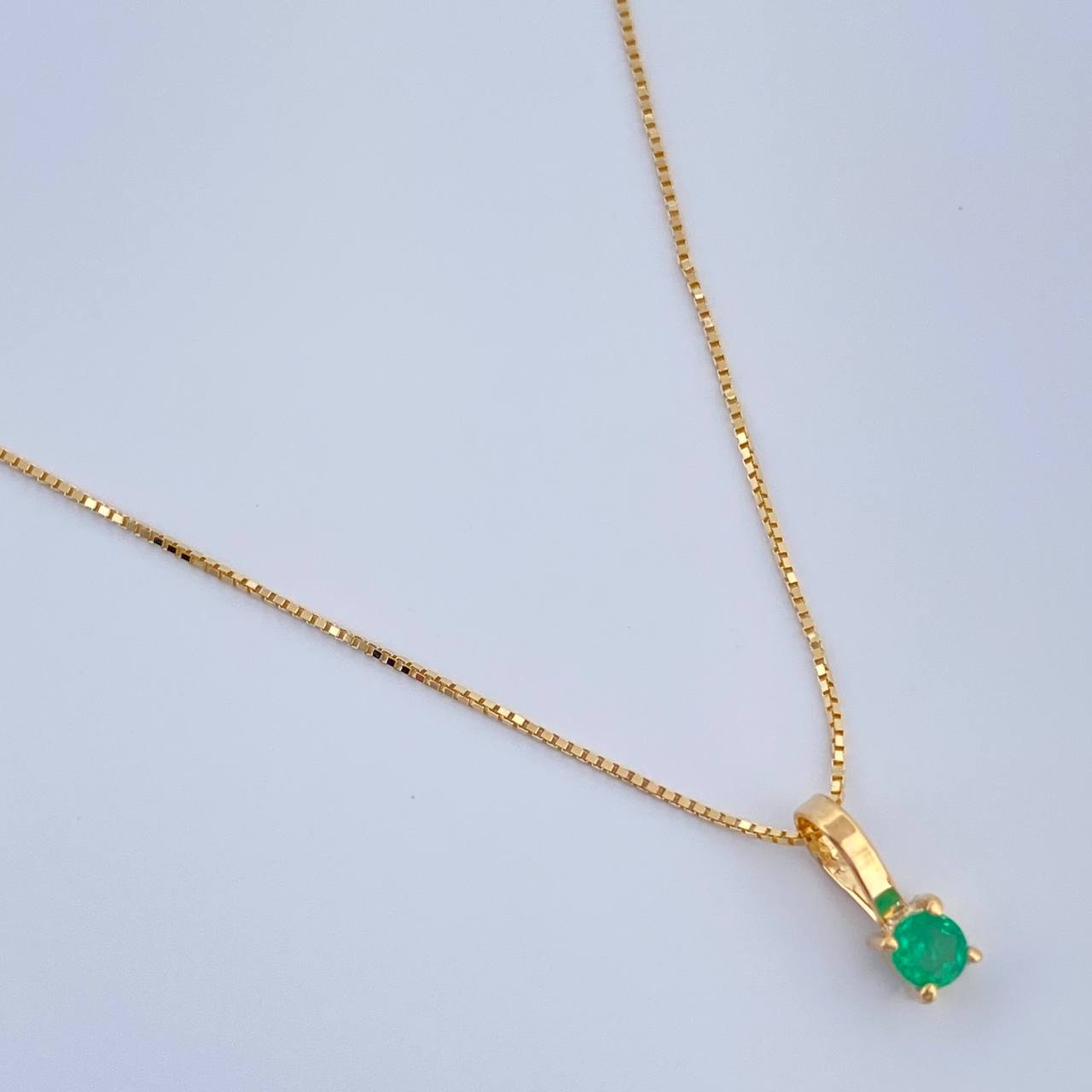 Set Veneciana + Halo Esmeralda 10pts 1.2gr / 0cm / 0.3mm Oro Amarillo 18K &