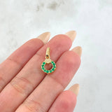 Dije Aro Corazón Esmeraldas 20pts 1gr / 1.8cm / Oro Amarillo 18K ©