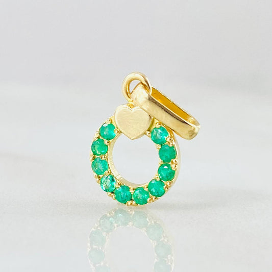 Dije Aro Corazón Esmeraldas 20pts 1gr / 1.8cm / Oro Amarillo 18K ©